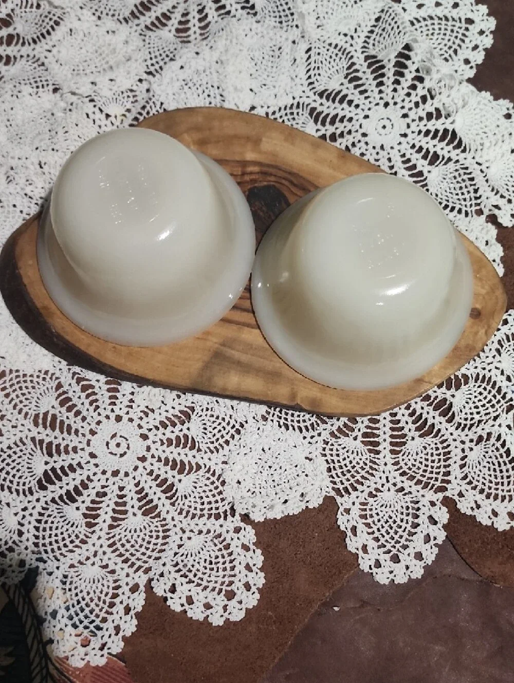 🟡 2 For $25 🟡 1940s Fire King Set of 2 Cream Glass Custard Cups